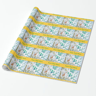 Papier Cadeau scène de neige hivernale de renards et de lapins 