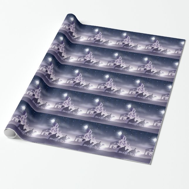 Papier Cadeau Scène de Noël de nativité (Déroulé)