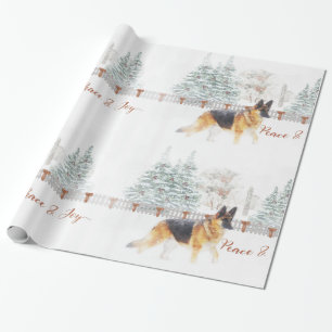 Papier Cadeau Scène de vacances d'hiver rustique avec berger al