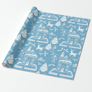 Papier Cadeau Scène traditionnelle de Noël personnalisée