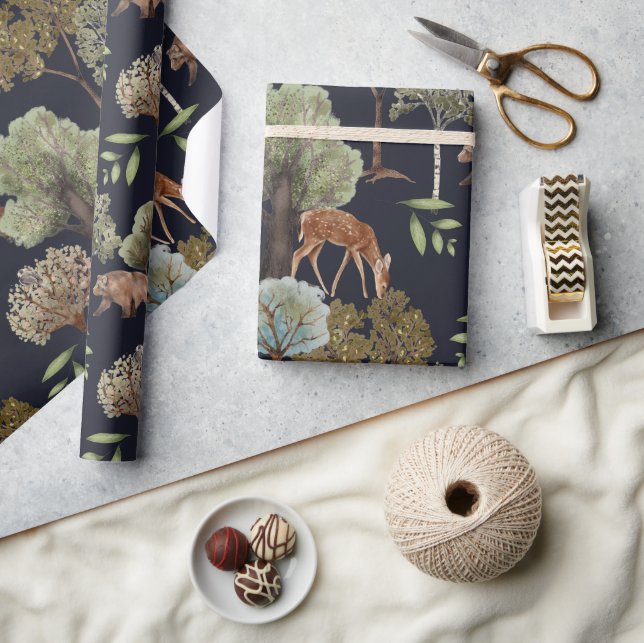 Papier Cadeau Scène Woodland Motifs sans couture (Artisanat)
