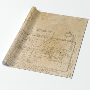 Papier Cadeau Schéma électrique Dessin sur Brown