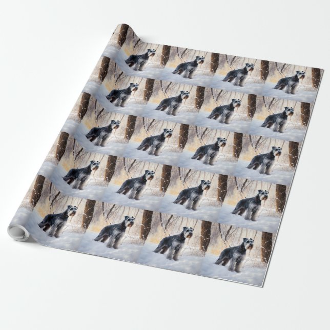 Papier Cadeau Schnauzer Laisser neiger Noël (Déroulé)