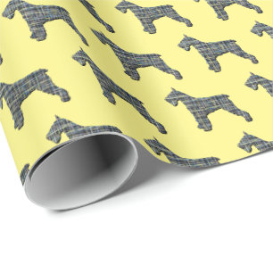 Papier Cadeau Schnauzer Silhouette Jaune & Grille Noire