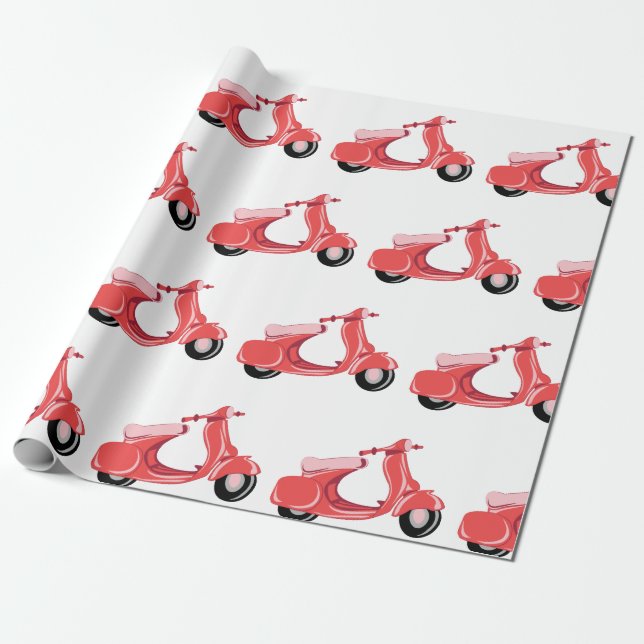 Papier Cadeau Scooter rouge (Déroulé)