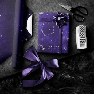 Papier Cadeau Scorpion violet zodiaque Horoscope d'astrologie