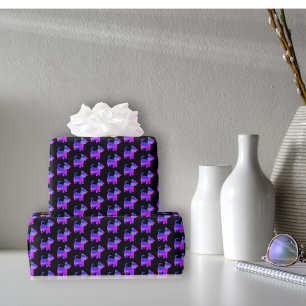 Papier Cadeau Scottish Terrier mignon chien rose et bleu sur noi