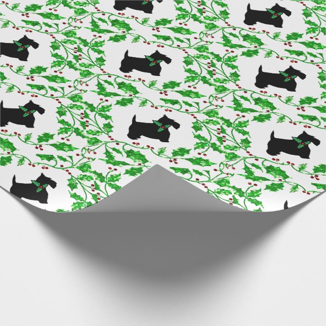 Papier Cadeau Scotty et houx (Coin)
