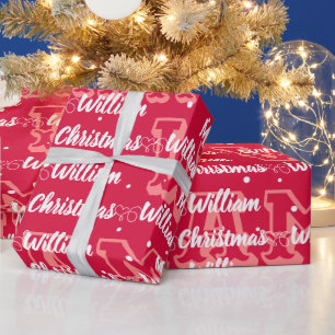 Papier Cadeau Script avec Coeur Joyeux Noël nom rouge