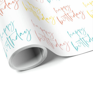 Papier Cadeau Script manuscrit moderne Joyeux anniversaire