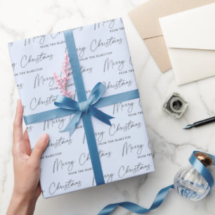 Papier Cadeau Script minimaliste Pastel Bleu Joyeux Noël