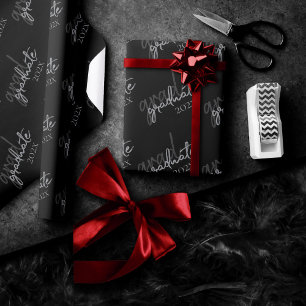 Papier Cadeau Script Silver Gradué   Faux Metallic tendance