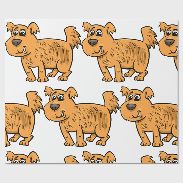 Papier Cadeau Scruffy Orange Puppy Dog (Plat)