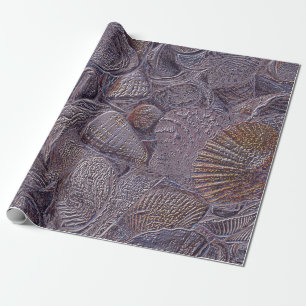 Papier Cadeau Sea Shells Ocean Beach Découpage métallique violet