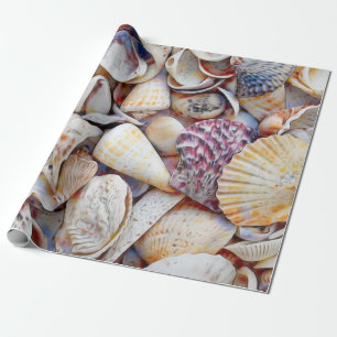 Papier Cadeau Sea Shells Ocean Beach Watercolor Decoupage