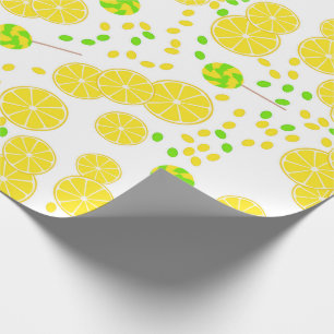 Papier Cadeau Seamless bright lemon slices candy lollipops