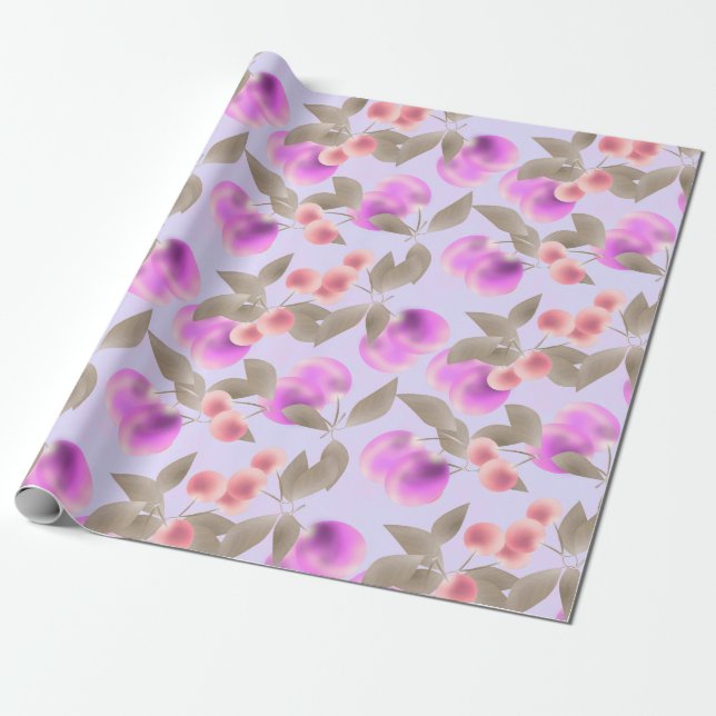 Papier Cadeau Seamless light plum fruits purple berries cherry p (Déroulé)