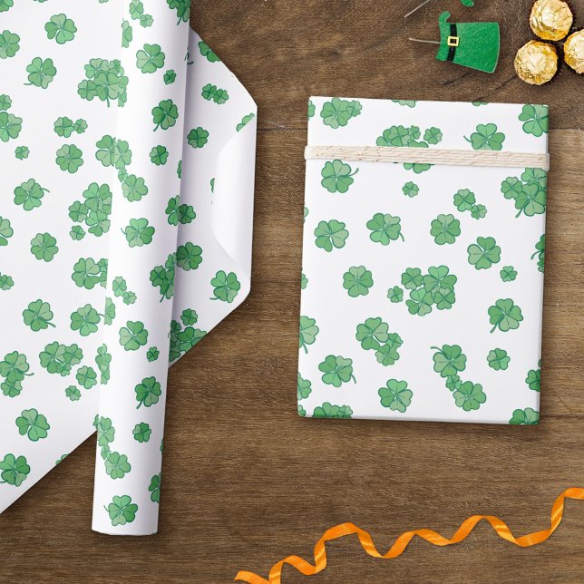 Papier Cadeau Seamless Lucky Four-Leaf Clover Pattern (Créateur téléchargé)
