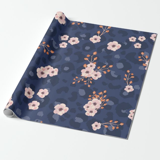 Papier Cadeau Seamless pattern with leopard skin and pink small  (Déroulé)