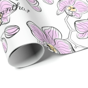 Papier Cadeau Seamless watercolor orchids phalaenopsis flowers w
