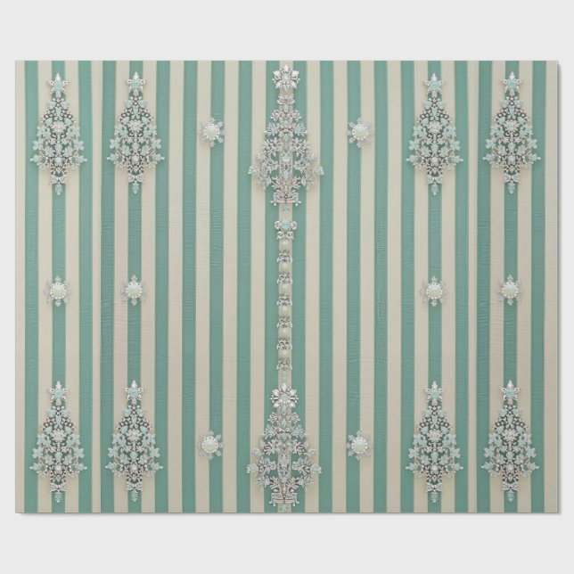 Papier Cadeau Seaoam Striped Crystal Trees (Plat)