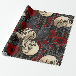 Papier Cadeau Secret du corbeau. Illustration gothique sombre et