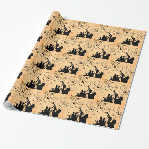 Papier Cadeau Section Trumpet Jazz Musique Orange Rust