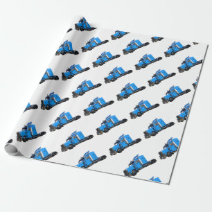 Papier Cadeau Semi camion bleu-clair dans la vue de trois-quarts