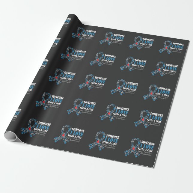 Papier Cadeau Sensibilisation au diabète de papillon T1D Soutien (Déroulé)