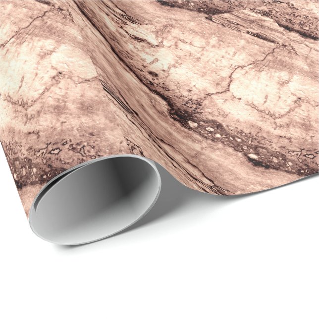 Papier Cadeau Sépia beige brun moderne brûlé granit orange (Coin rond)