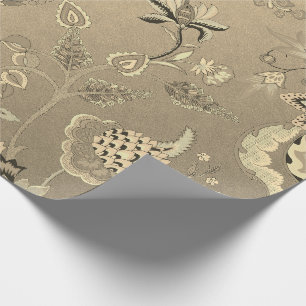 Papier Cadeau Sépia orientale sensible florale d'or de jardin