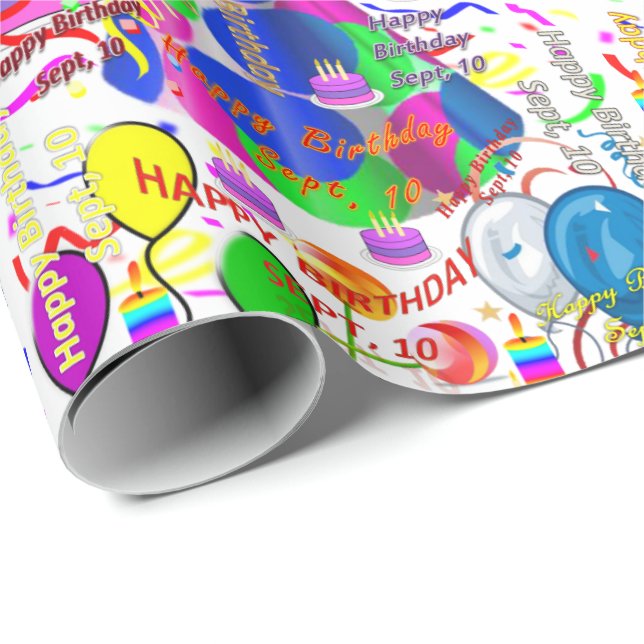 Papier Cadeau Septembre, 10 Anniversaire Cadeau Papier (Coin rond)