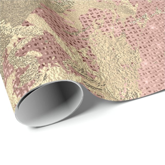 Papier Cadeau Séquence de marbre rose Gold Champaigne (Coin rond)