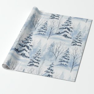 Papier Cadeau Sérénité de la forêt hivernale – Bois enneigé