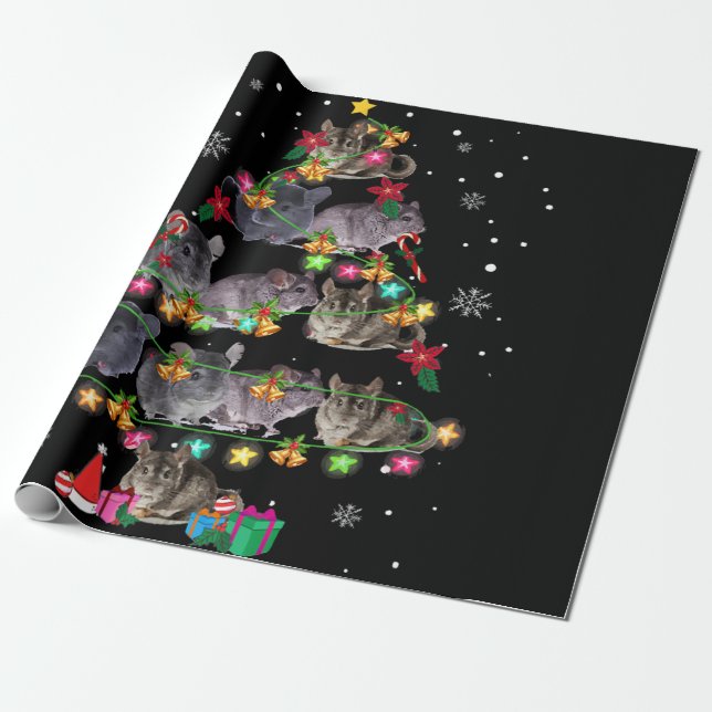 Papier Cadeau Séries de Noël de Chinchilla, rongeurs amusants No (Déroulé)