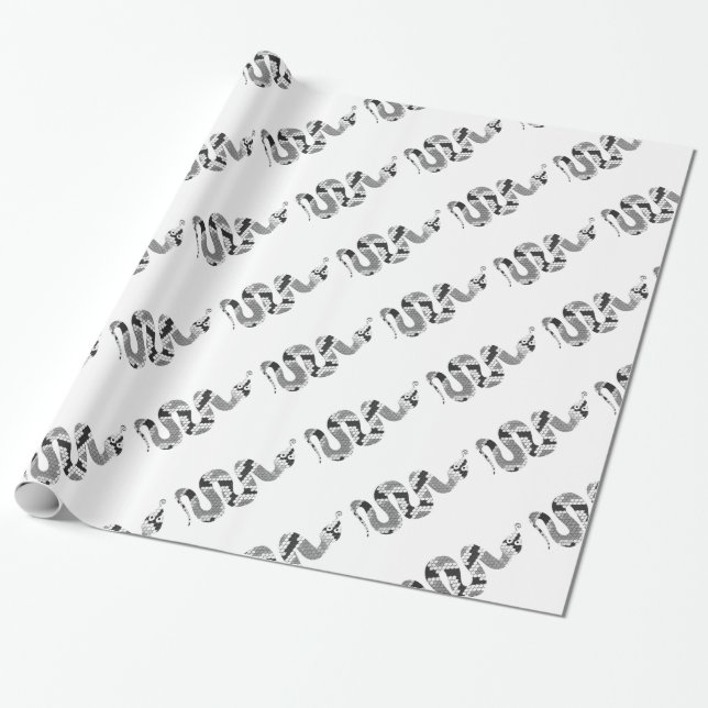 Papier Cadeau Serpent gris et silhouette gris clair (Déroulé)