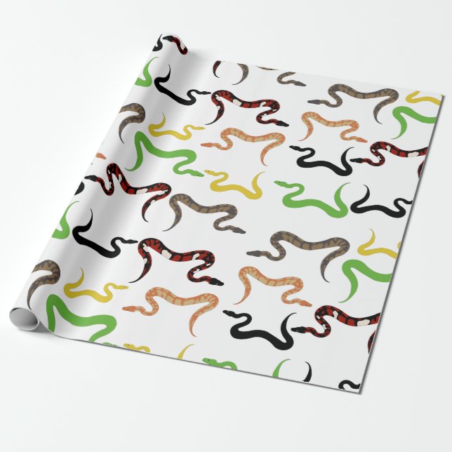Papier Cadeau Serpents colorés Python Reptile Motif (Déroulé)