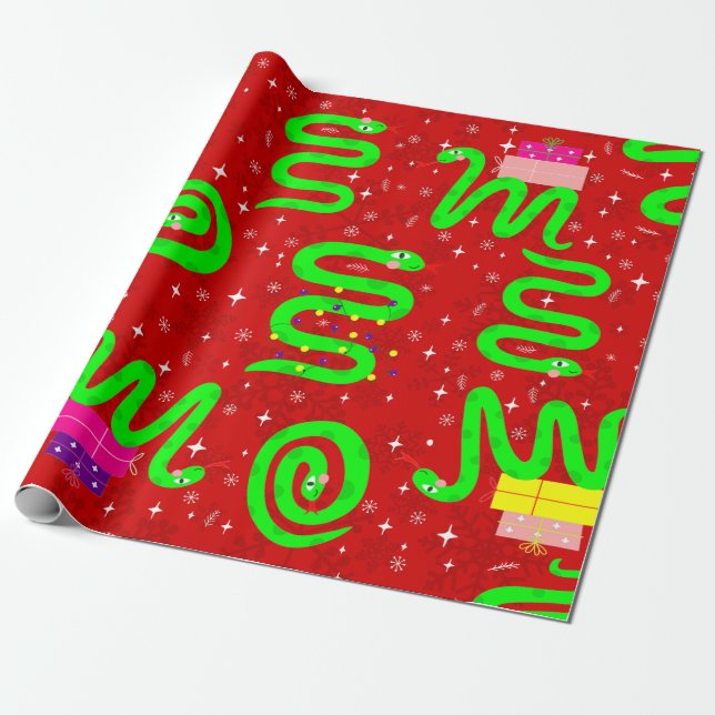 Papier Cadeau serpents de noël lumières de Noël Flammes de neige (Déroulé)