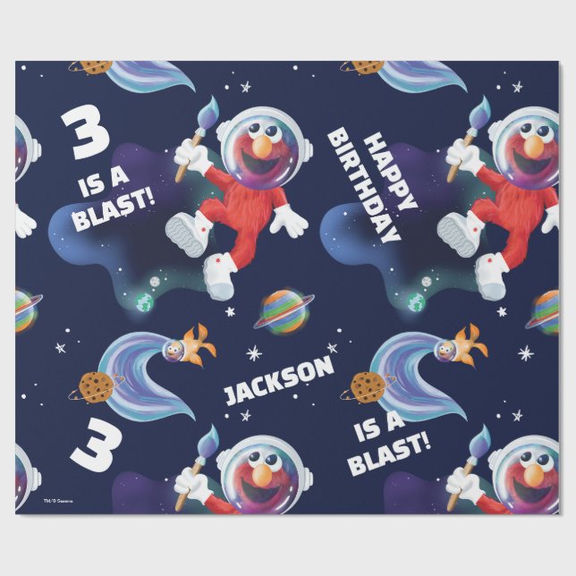 Papier Cadeau Sesame Street Elmo Espace extra-atmosphérique Anni (Plat)