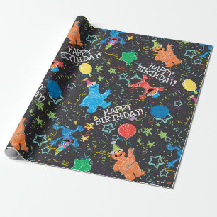 Papier Cadeau Sesame Street Pals Chalkboard Rainbow