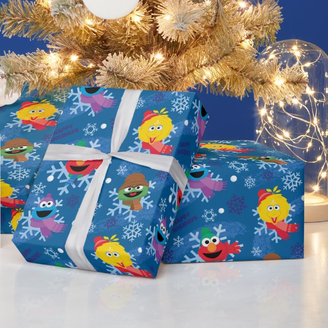 Papier Cadeau Sesame Street Winter Snowflake Motif (Vacances)