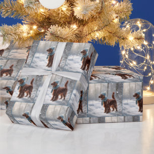Papier Cadeau Setter Irlandais En Bois D'Hiver