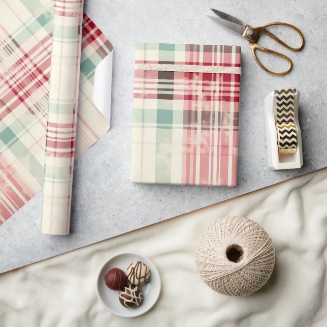 Papier Cadeau Shabby Chic Tartan de Noël désorganisé (Artisanat)