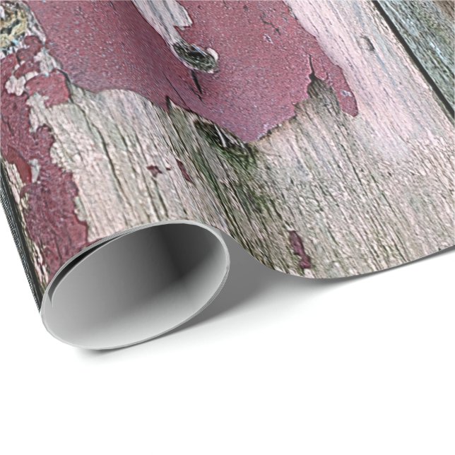 Papier Cadeau Shabby Chic Wood Abstrait (Coin rond)