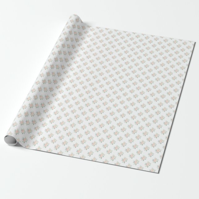 Papier Cadeau Shabby Delicate Petite Rose Floral Spring Cadeau (Déroulé)
