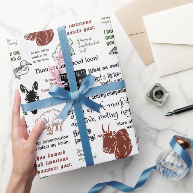 Papier Cadeau Shakespeare Insult Cute Illustré Sarcastique (Cadeaux)