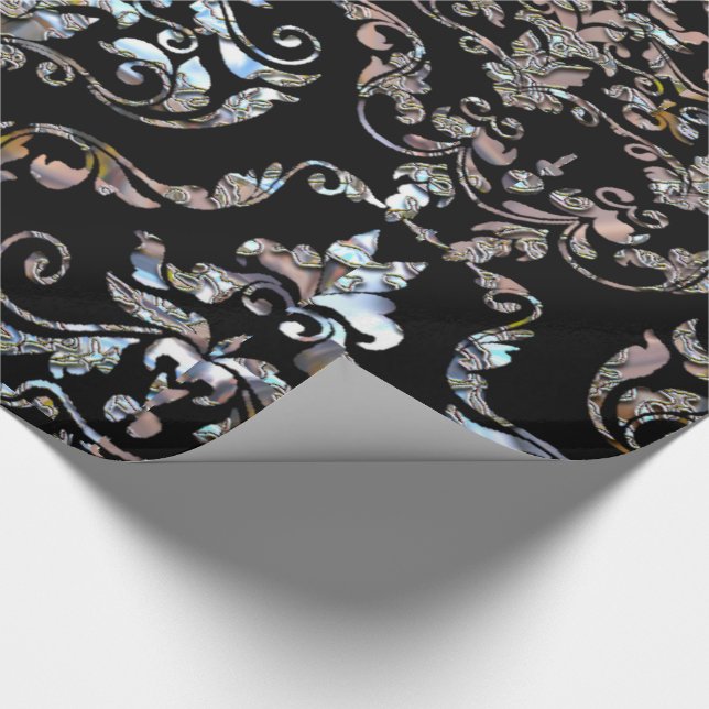 Papier Cadeau Shalliveye VX Baroque Damask Élégance brillante (Coin)
