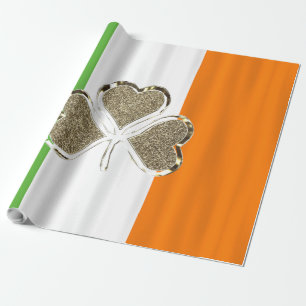 Papier Cadeau Shamrock d'or Clover Irish Flag Irlande Chic