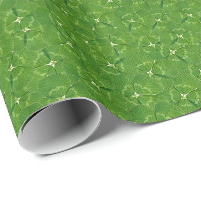 Papier Cadeau Shamrock irlandais (Coin rond)