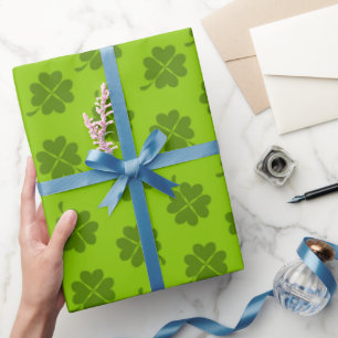 Papier Cadeau Shamrock, Lucky Clover Motif, St Patrick
